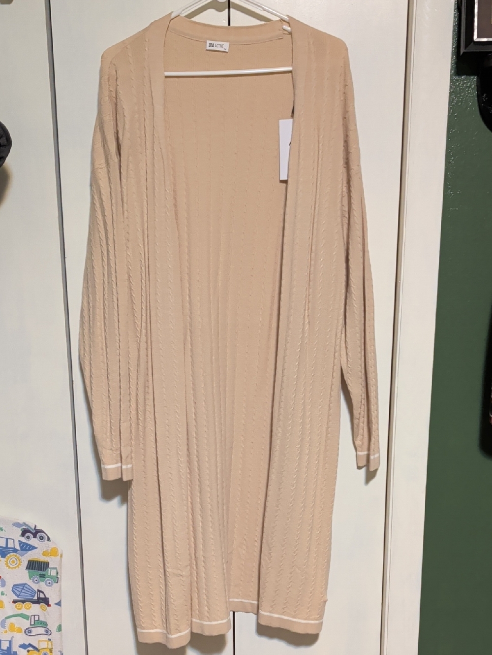 Zyia Beige Long Open-Front Cardigan